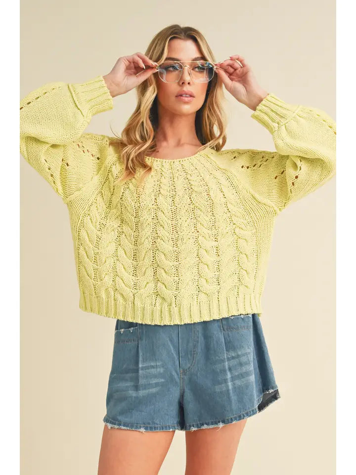 Neon Star Cable Knit Sweater